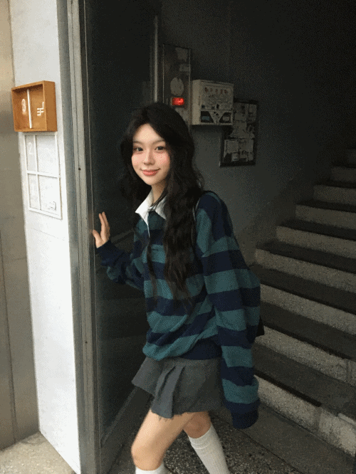 아브 Stripe Collar Wool MTM