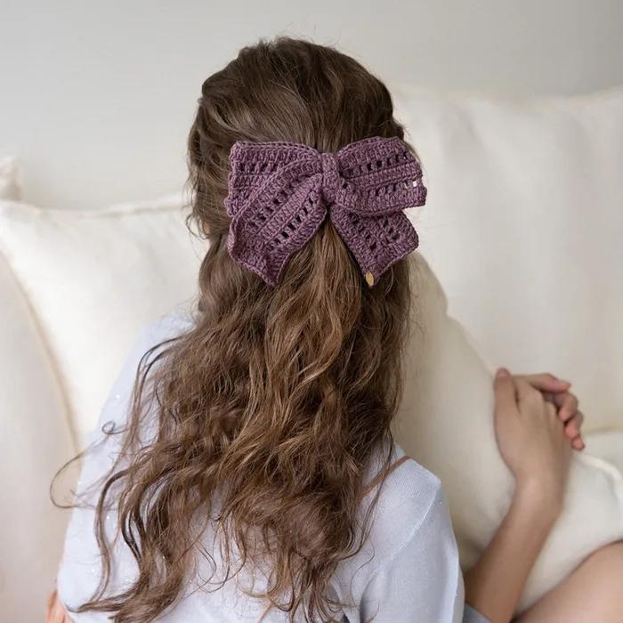 Special crochet knitted ribbon hairpin (4colors)