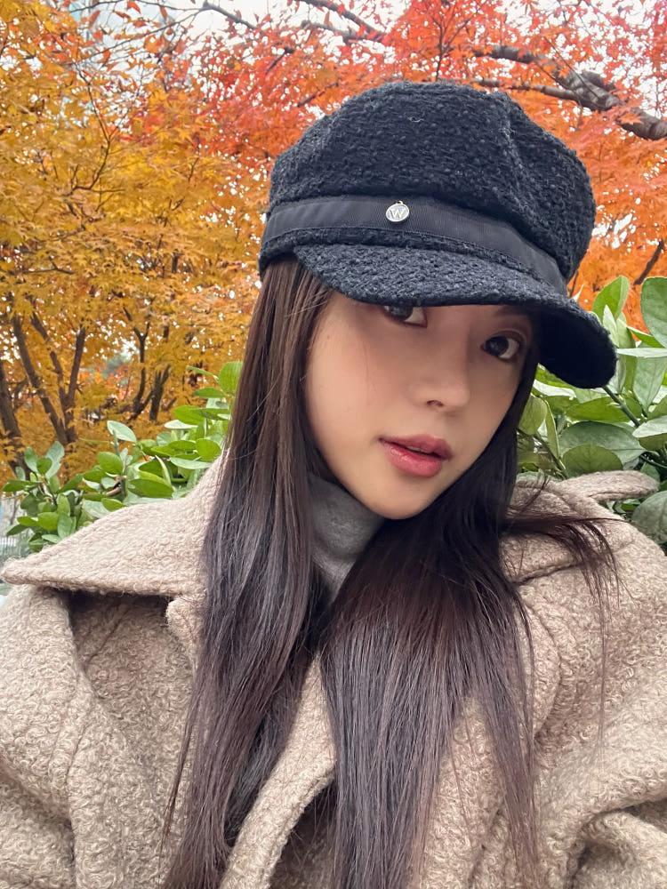 여성 트위드 마도로스캡 헌팅캡 울 모자