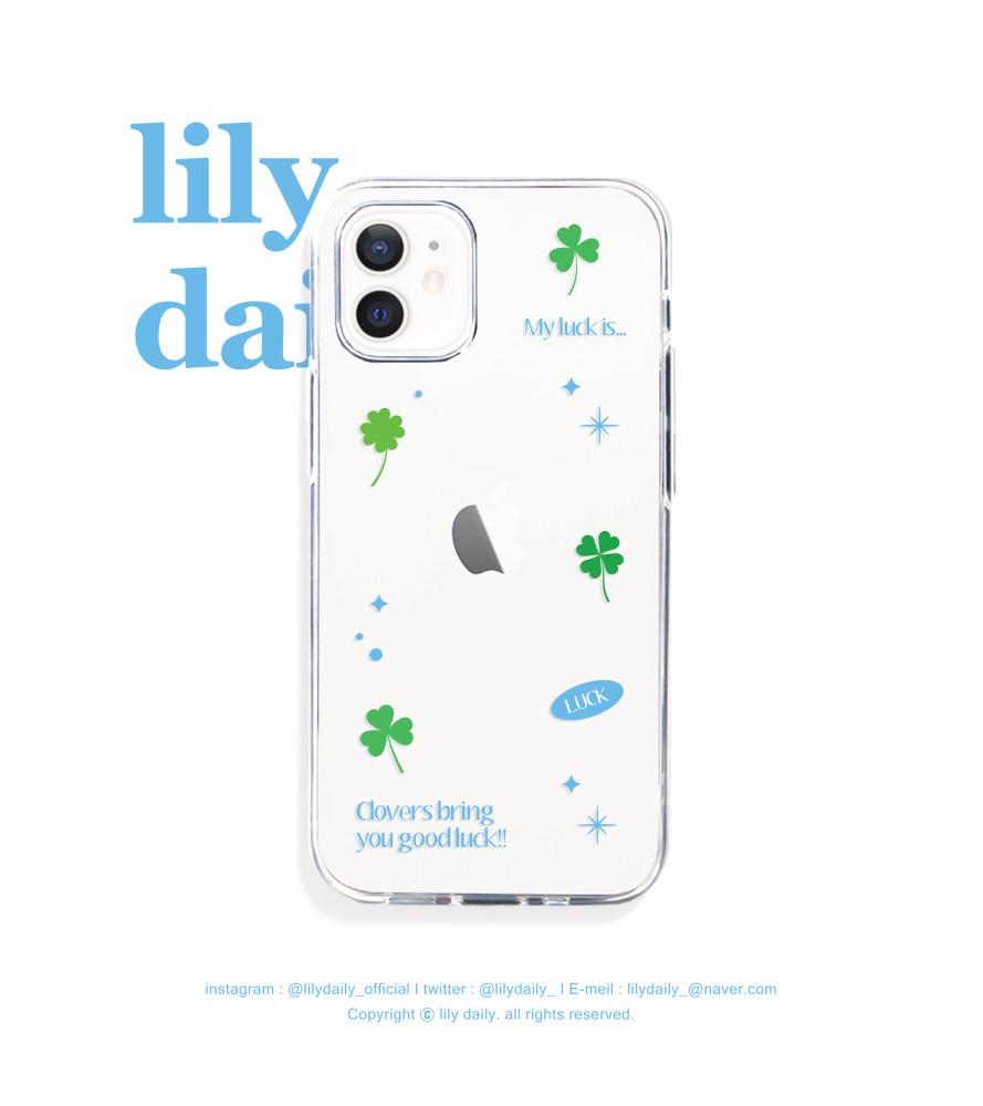 Clover frame | Phone case - Blue ver. (젤리,젤하드,투명하드)