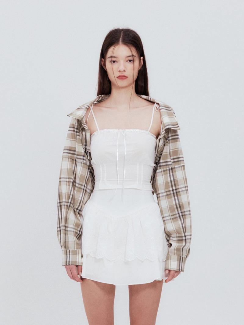 NOT YOUR ROSE - [10/25 19차 예약배송][조이 착용]Baby shirts bolero (Check)