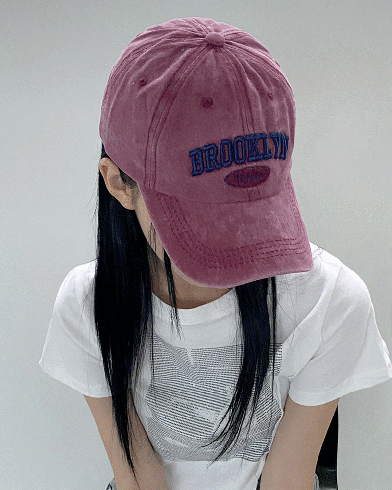 브루클린 빈티지 레터링 볼캡 모자