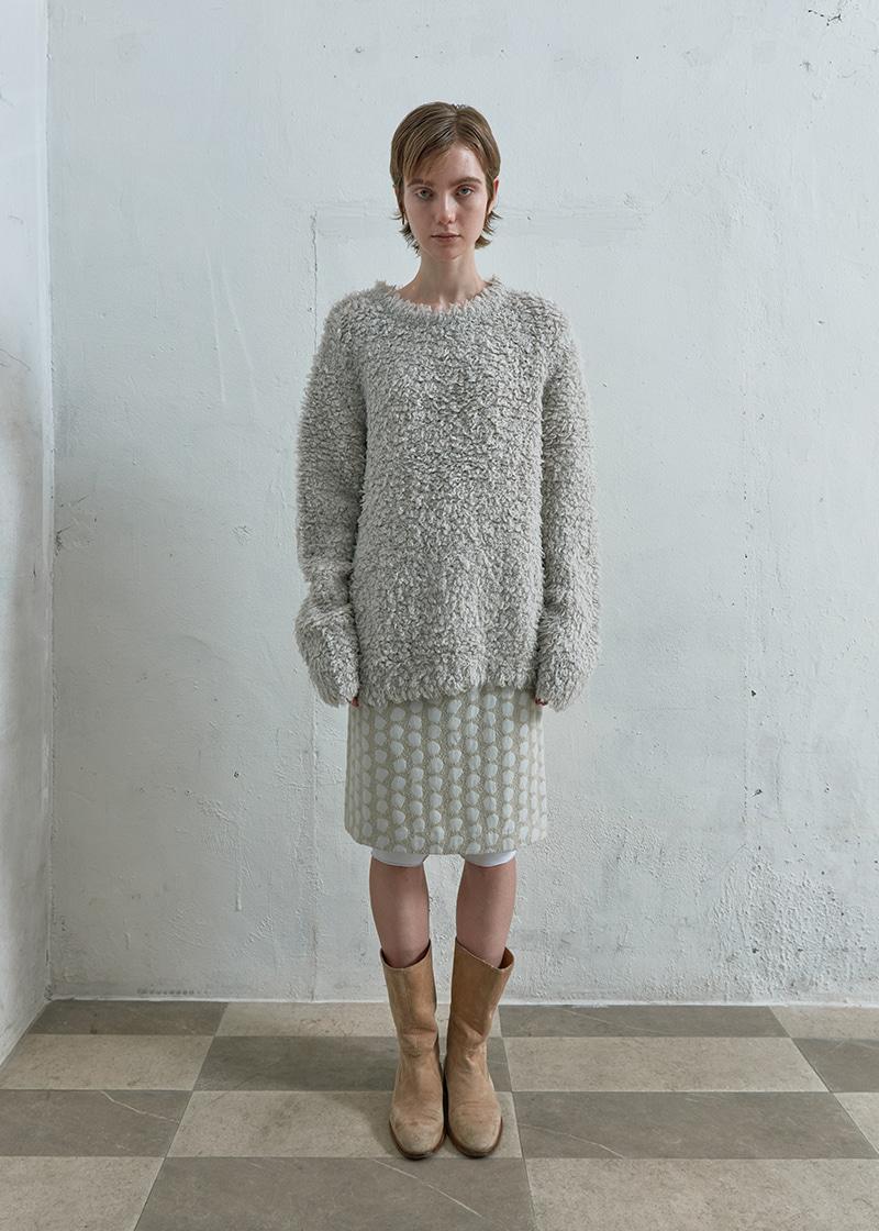 (EXCLUSIVE) [9/24 순차출고] PEBBLE JACQUARD MIDI SKIRT IN ECRU