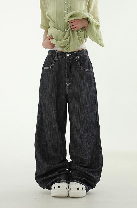 로컬맨션 scratched indigo banding jean