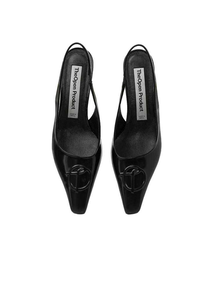 SYMBOL LOGO SLINGBACK HEELS, BLACK