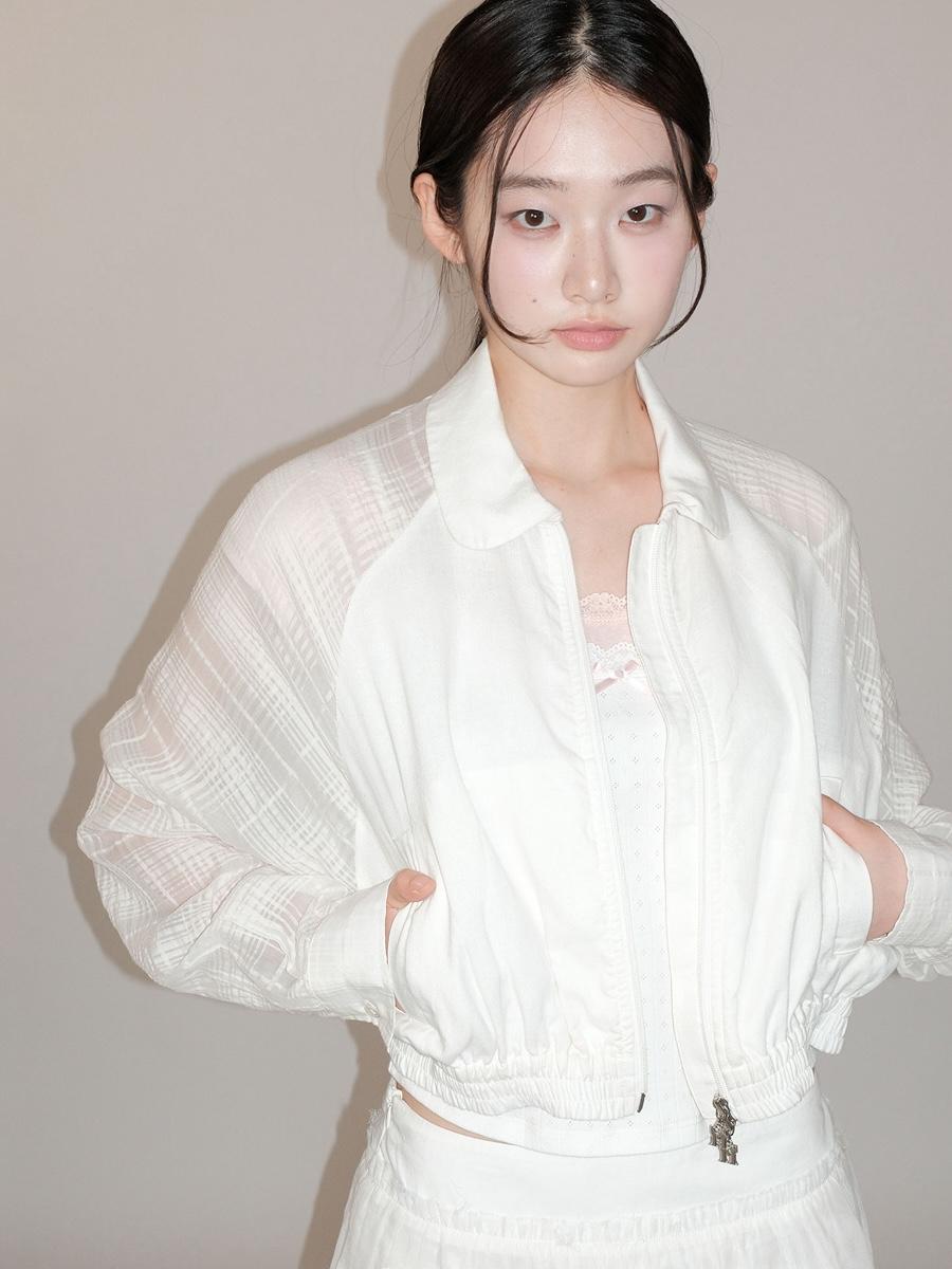 MOROMORO2 Translucent Plaid Raglan Jacket
