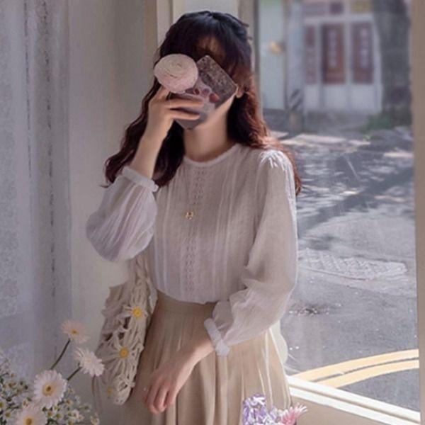 앤하이스 러블리 레이스 은은한링클 블라우스