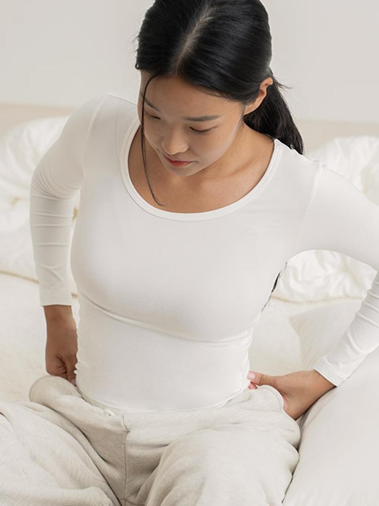 히트터치 슬림핏 U넥 베이직 티셔츠