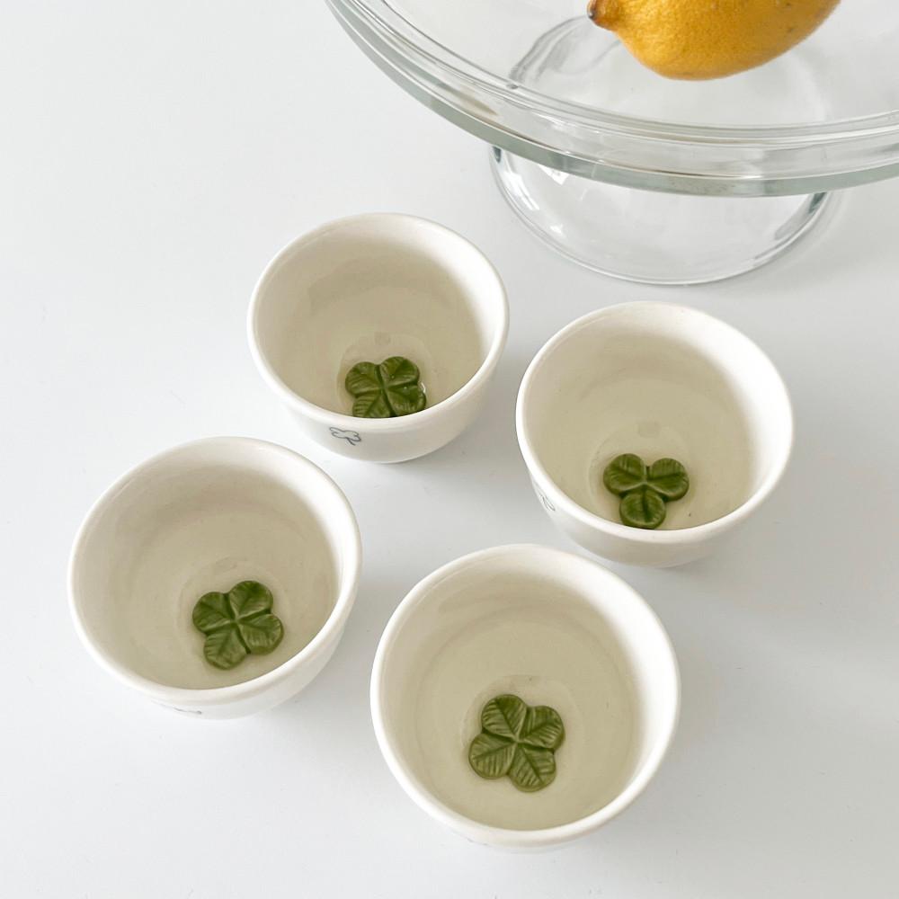 [ceramic] 클로버 잔 (원하는 문구 가능)