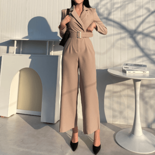 [단독진행] 서프 와이드 롱 점프수트 ( 벨트 하이웨스트  JS 점프슈트 하객룩 결혼식 )