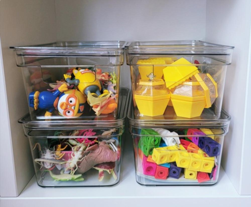 투명 정리함 뉴 사각 중형 장난감 팬트리 수납함 보관함 리빙박스