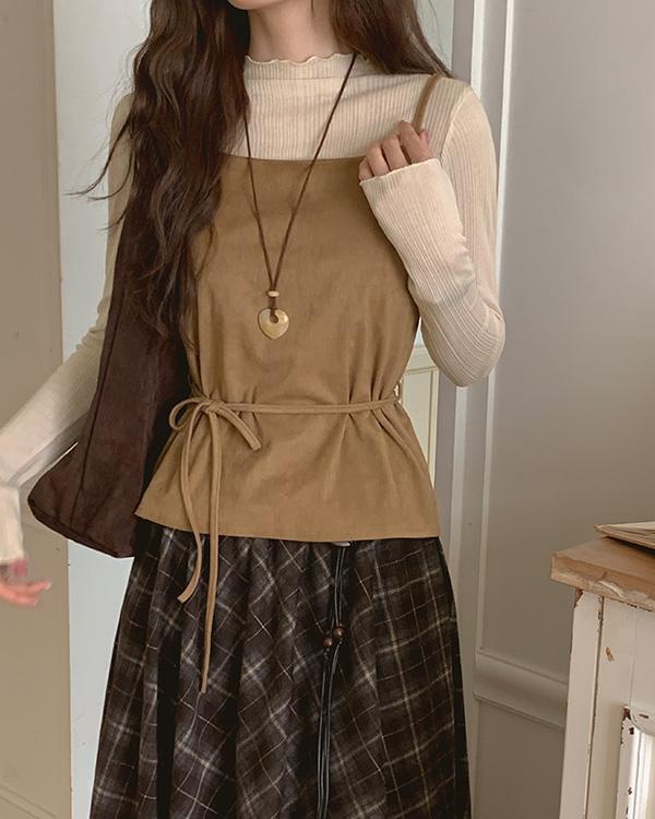 그레이스뮤즈 [무배][끈조절/뒷밴딩]폰즈 스웨이드 스트랩 뷔스티에