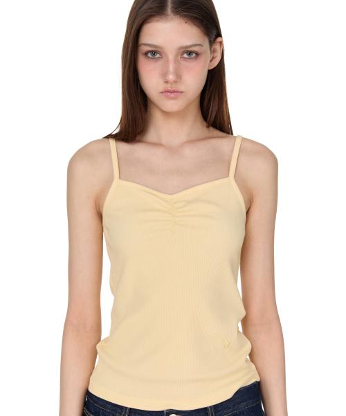 Shirring Sleeveless Top, LEMON