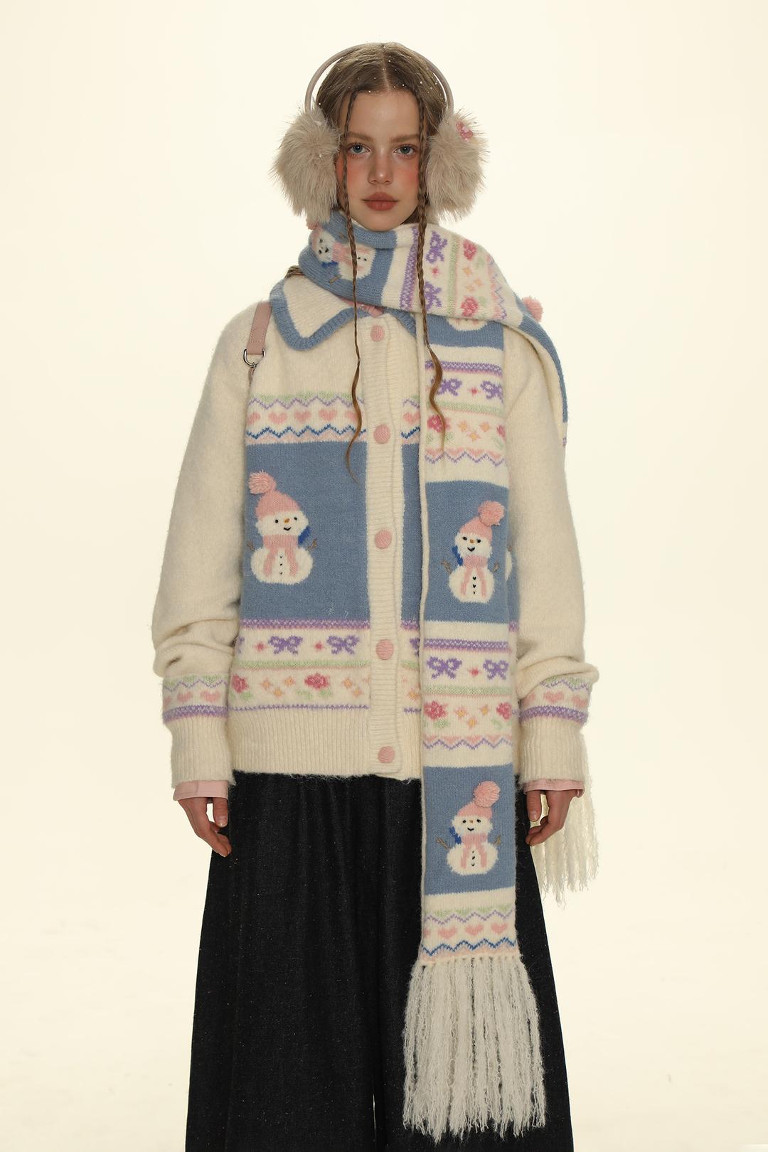 수심 Snow Vintage Sweater / Muffler 스노우 빈티지 니트 머플러 목도리 겨울