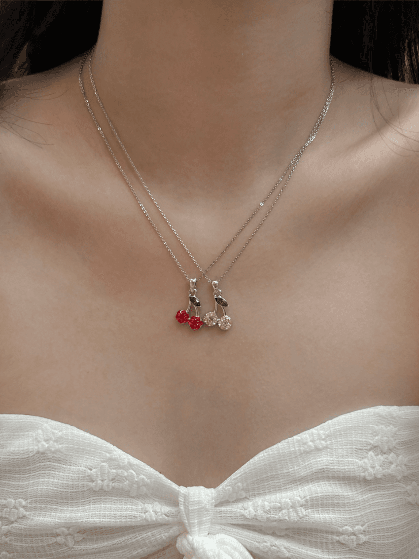 Cherry cubic necklace (2color)