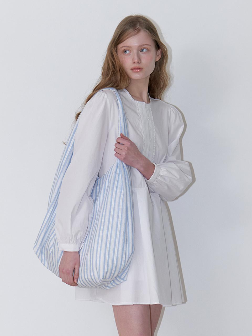 lace stripe oversized bag - blue