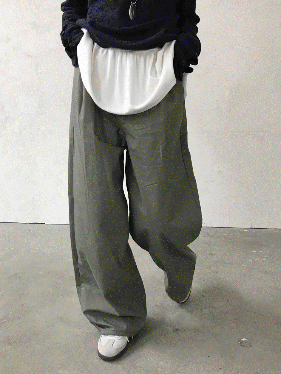 밍크 융기모 바스락 와이드 기모팬츠