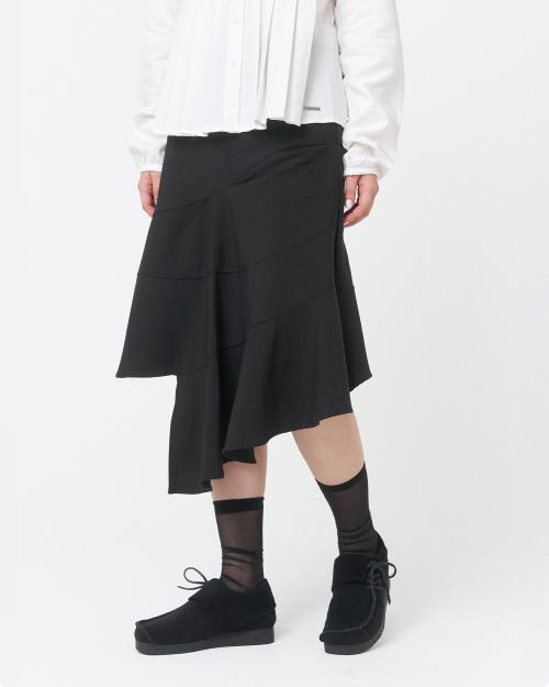 Diagonal midi skirt BLACK
