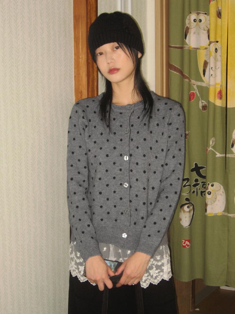 DOT ROUND NECK CD (gray / black)