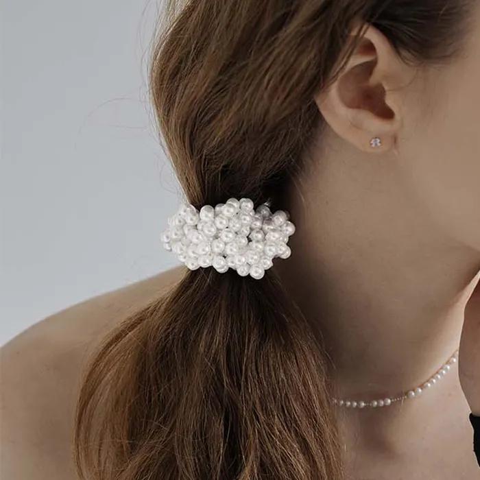 HTY005 Ivory pearl hair tie