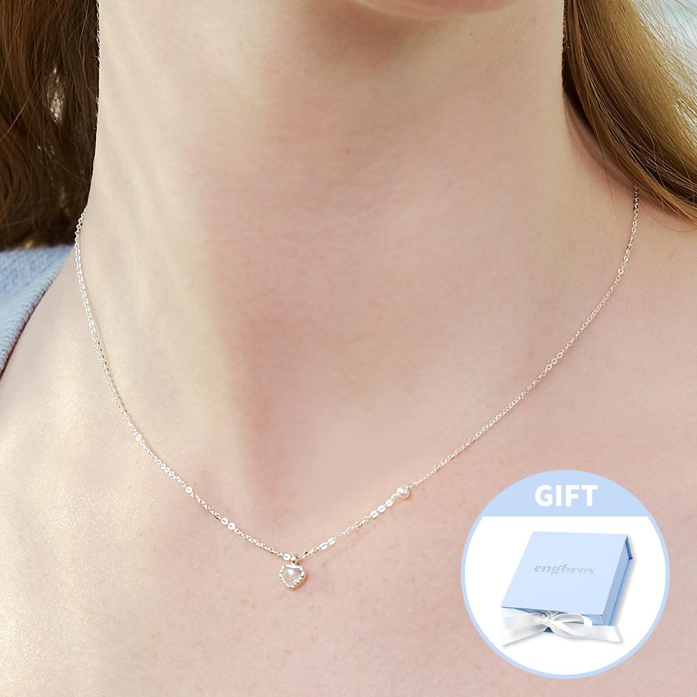 [BEST/선물포장]moonie heart pearl necklace
