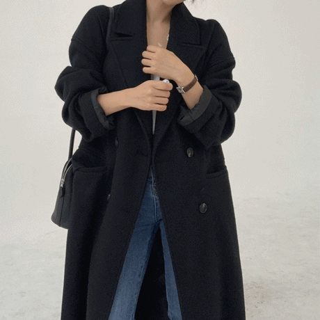 WOOM MADE 울 시그니쳐 롱코트 (블랙)