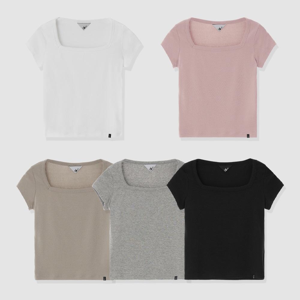 [당일출고] D. BASIC COTTON SQUARE-NECK T - 5 COLOR