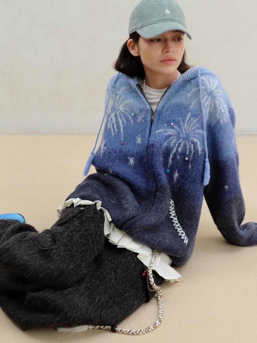 WII WIL Starry Sky Zip-up Cardigan