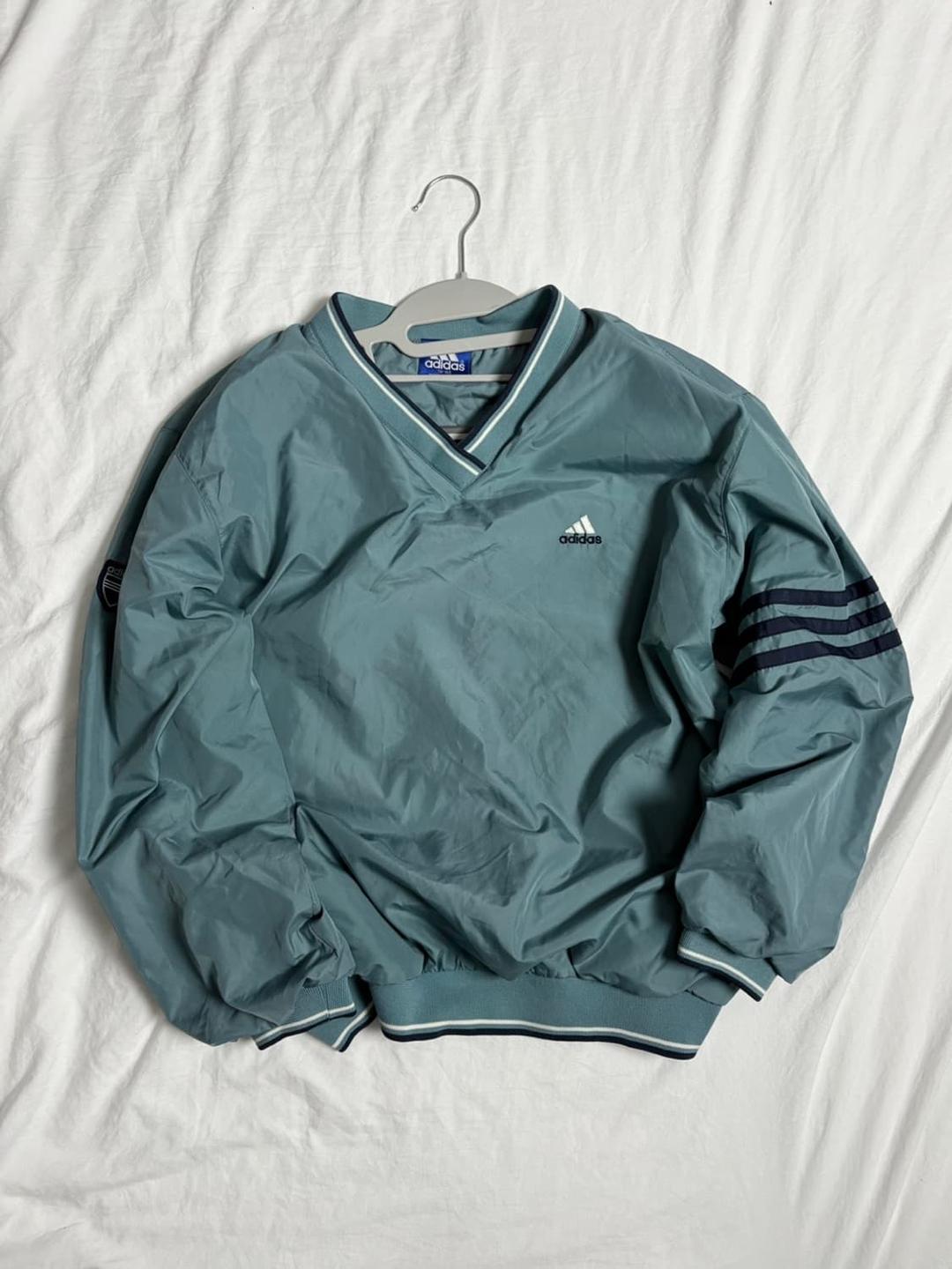 아디다스 브이넥 청록색 웜업 | 후루츠패밀리