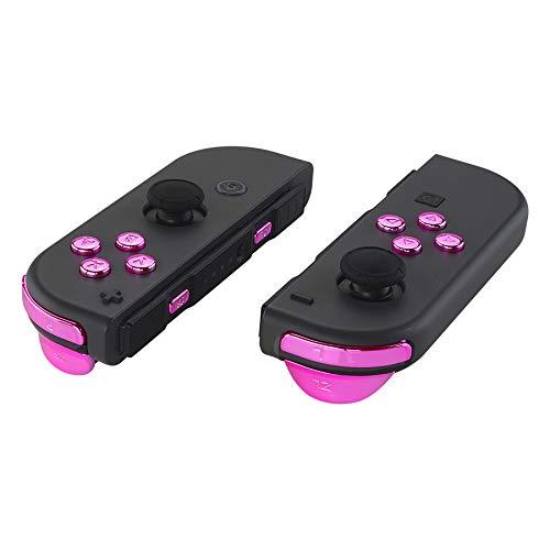 eXtremeRate Chrome Pink Replacement ABXY Direction Keys SR SL L R ZR ZL Trigger Buttons Springs, Full Buttons Fix Kits with Tools for Nintendo Switch & Switch OLED Joy-con - JoyCon Shell NOT Included