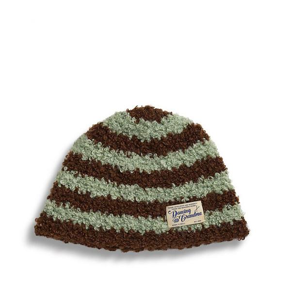 CURLY STRIPE BEANIE : MINT