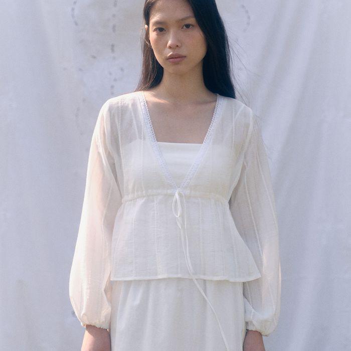 Lace string blouse_white