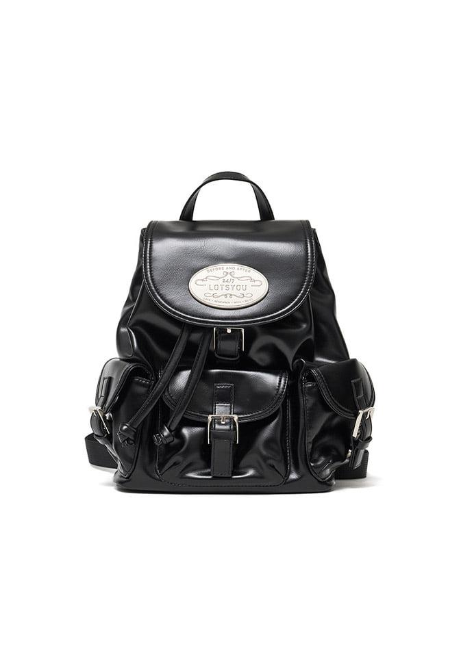 lotsyou_Nostalgia chubby Backpack Leather Black