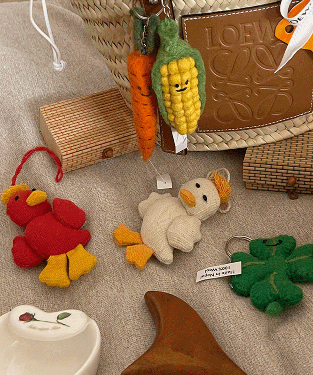[무배]펠트 인형 가방걸이 키링 열쇠고리(꼬꼬/비글/당근토끼/네잎클로버)