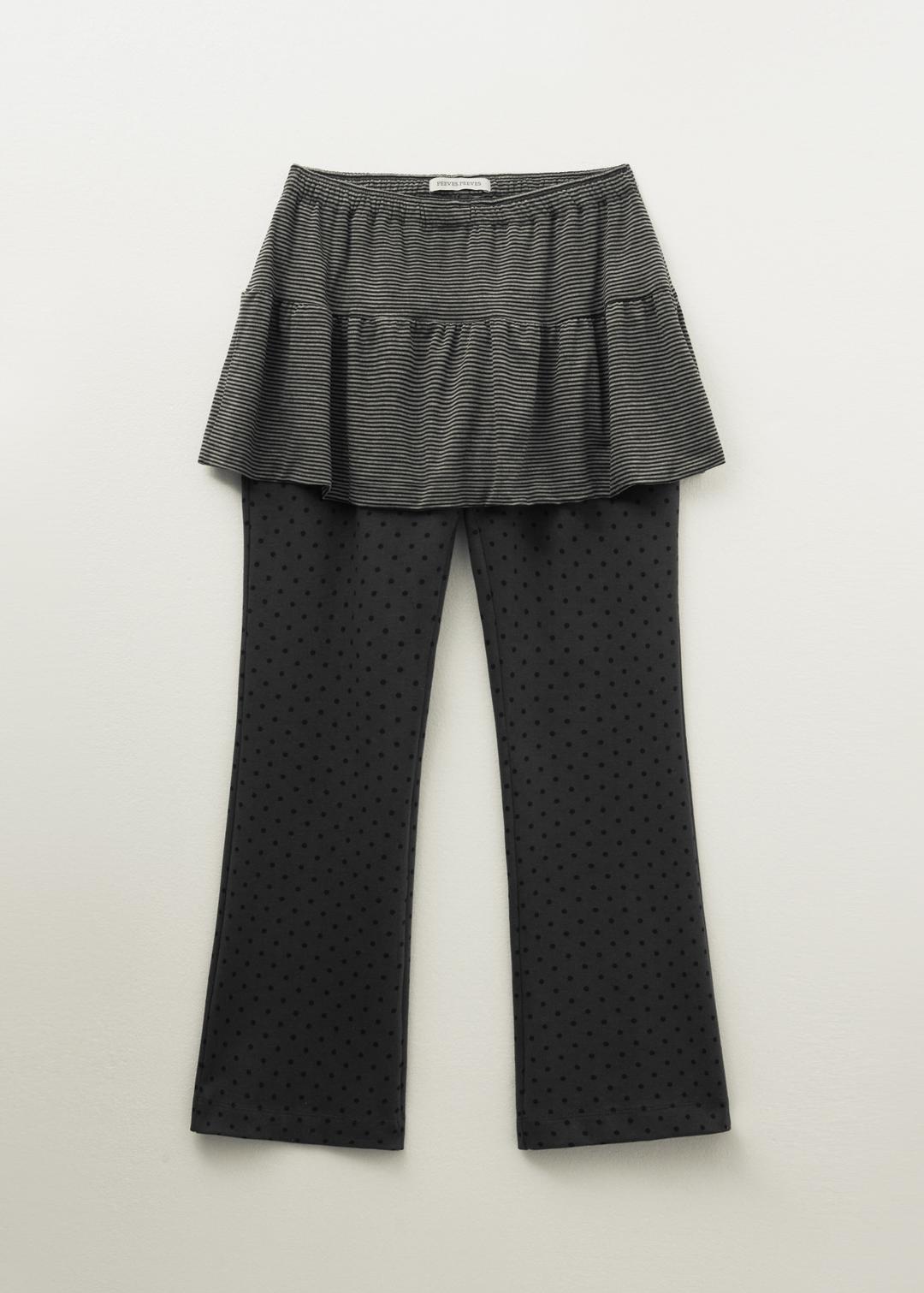 Varied Skirt Layered Pants / Grey