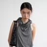 Rivet Halter Pleated Top (Gray)