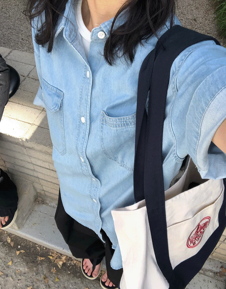 제인 데일리 데님 하프 셔츠 (2color)