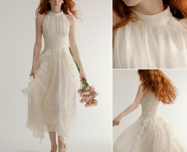 허니문290A라인 하늘하늘 원피스 휴양지 스냅촬영 홀터넥 해외여행원피스 신혼여행 허니문원피스