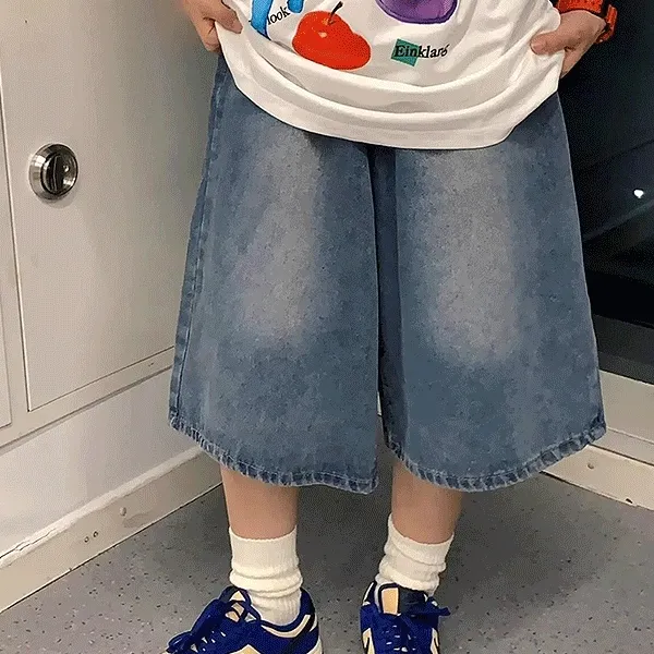 사나 7부 중청 데님 하프 팬츠