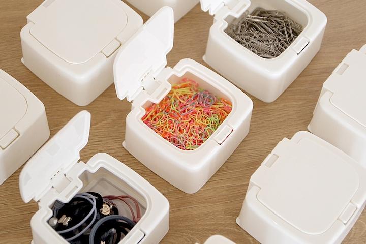 원터치 미니 다용도 면봉 머리끈 화장솜 수납 케이스 보관함 2가지 type