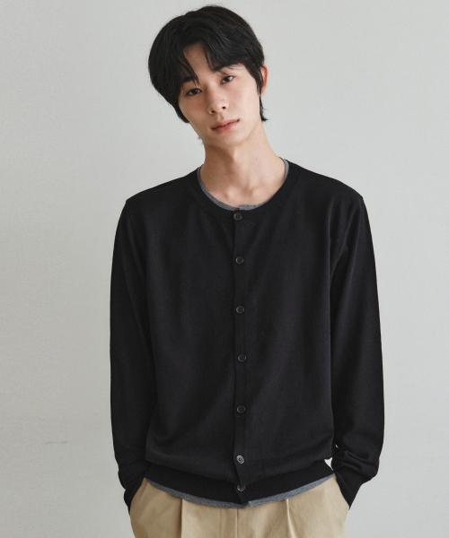워셔블 더블 레이어드 라운드 가디건_BLACK(WC26KN28)