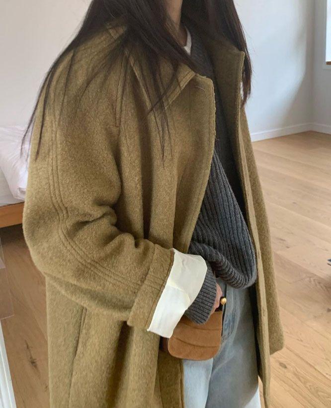 마드제이모우 여성 맥 핸드메이드 코트 블랙 카멜 하프 케이프 오버핏 코트 반 겨울 코트 바질 베러