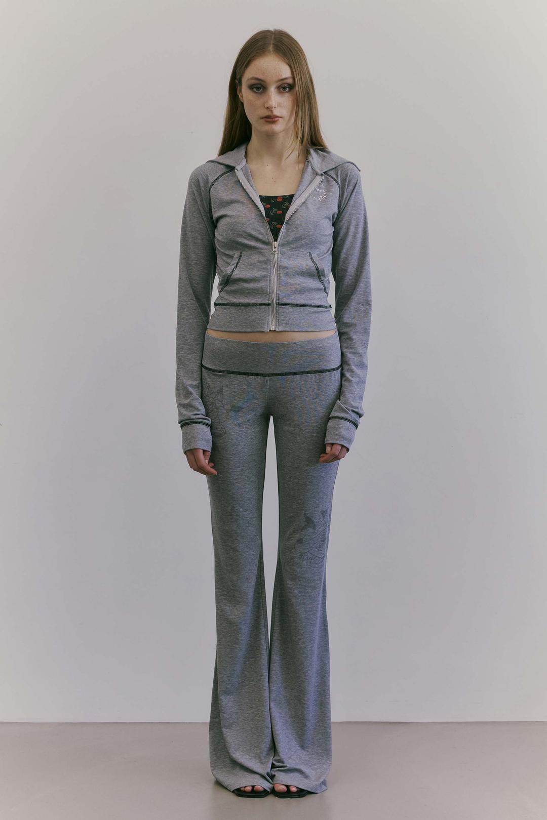 [Sculptor X Ed Hardy] Flare Track Pants Melange Gray
