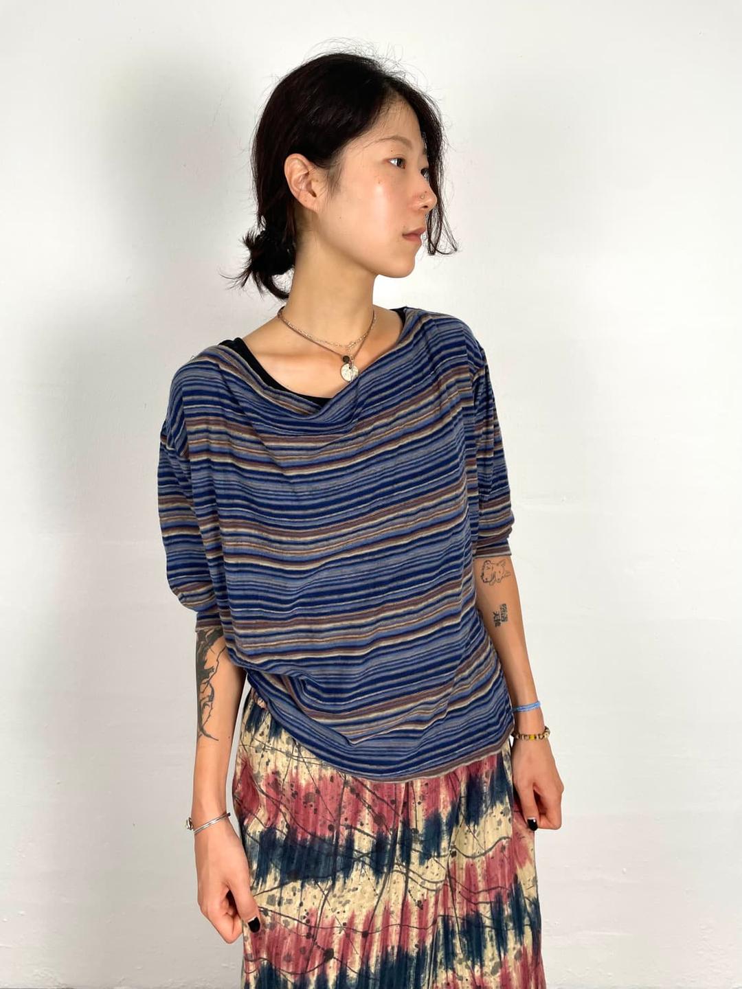90s issey miyake plantation stripe top   | 후루츠패밀리