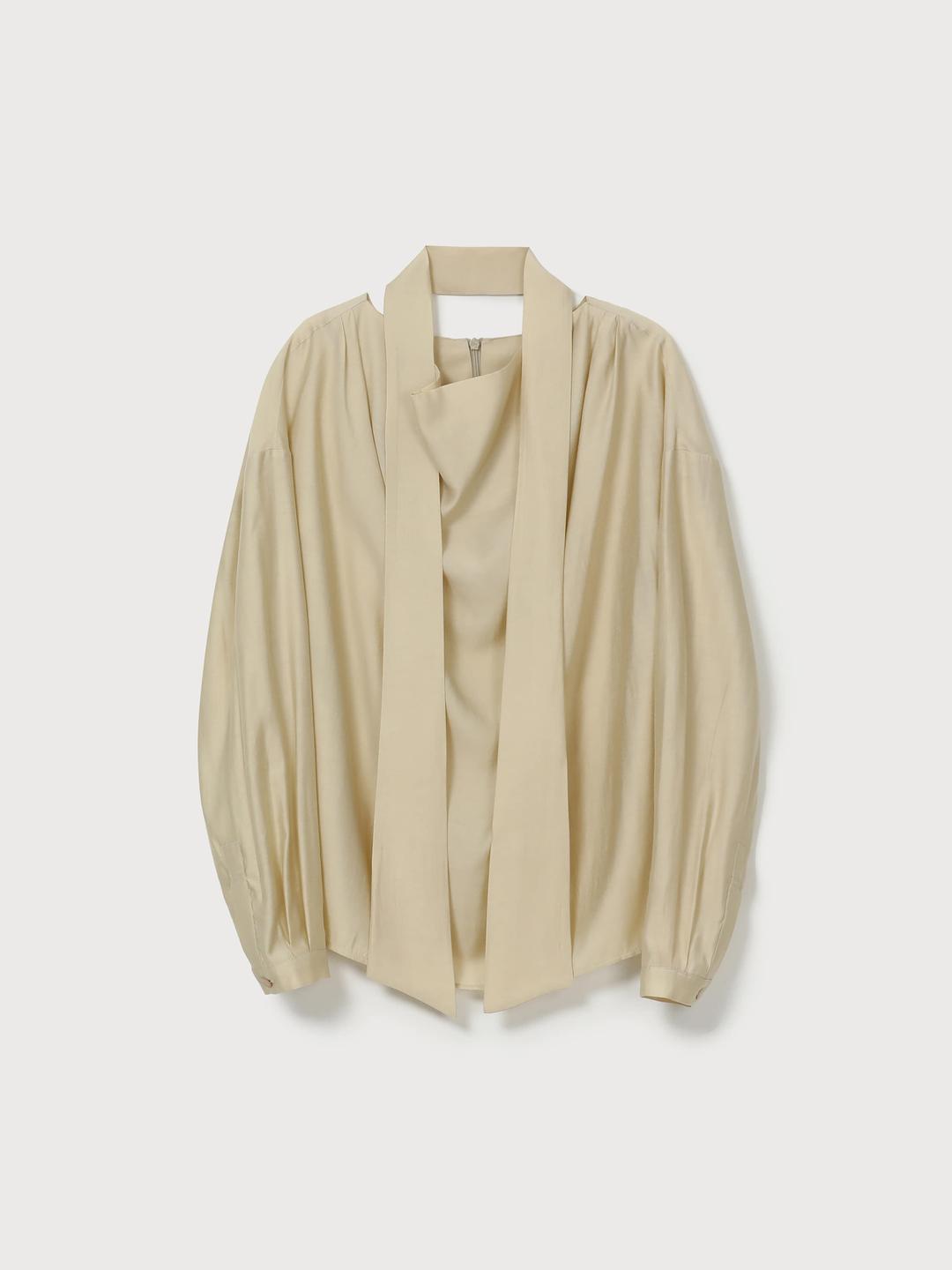 DRAPE SCARF BLOUSE - BEIGE