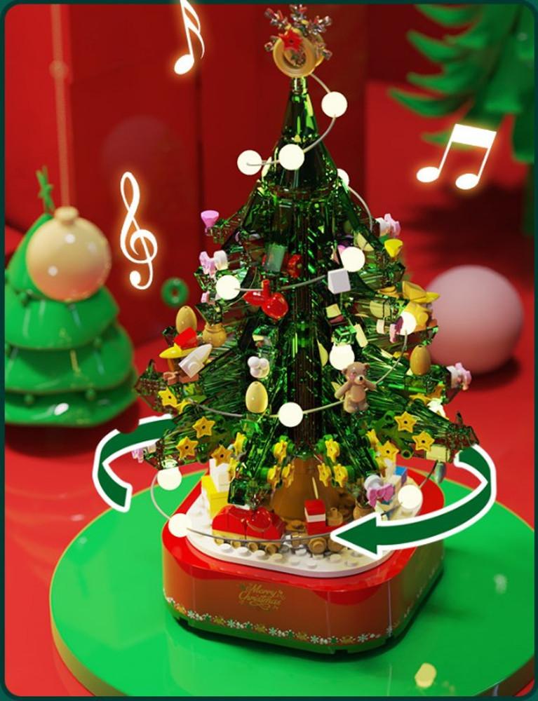 레고 크리스마스 트리 360도회전 조명포함 오르골 캐롤 멜로디 블록