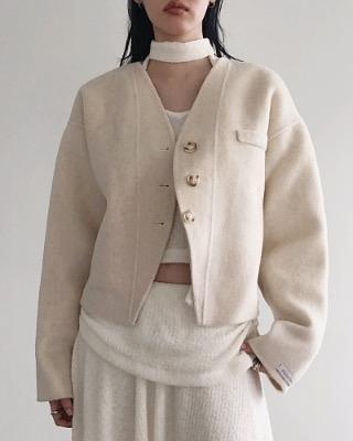 [wool100%] short bolume handmade jacket (4color)