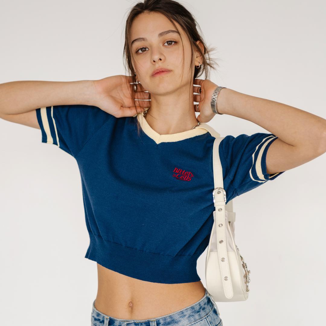 Vintage Collar Knit-Blue