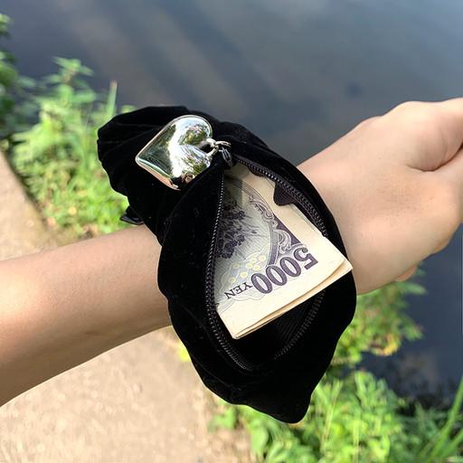 ✔주머니로 사용가능한 벨벳 스크런치❗도난방지 해외여행