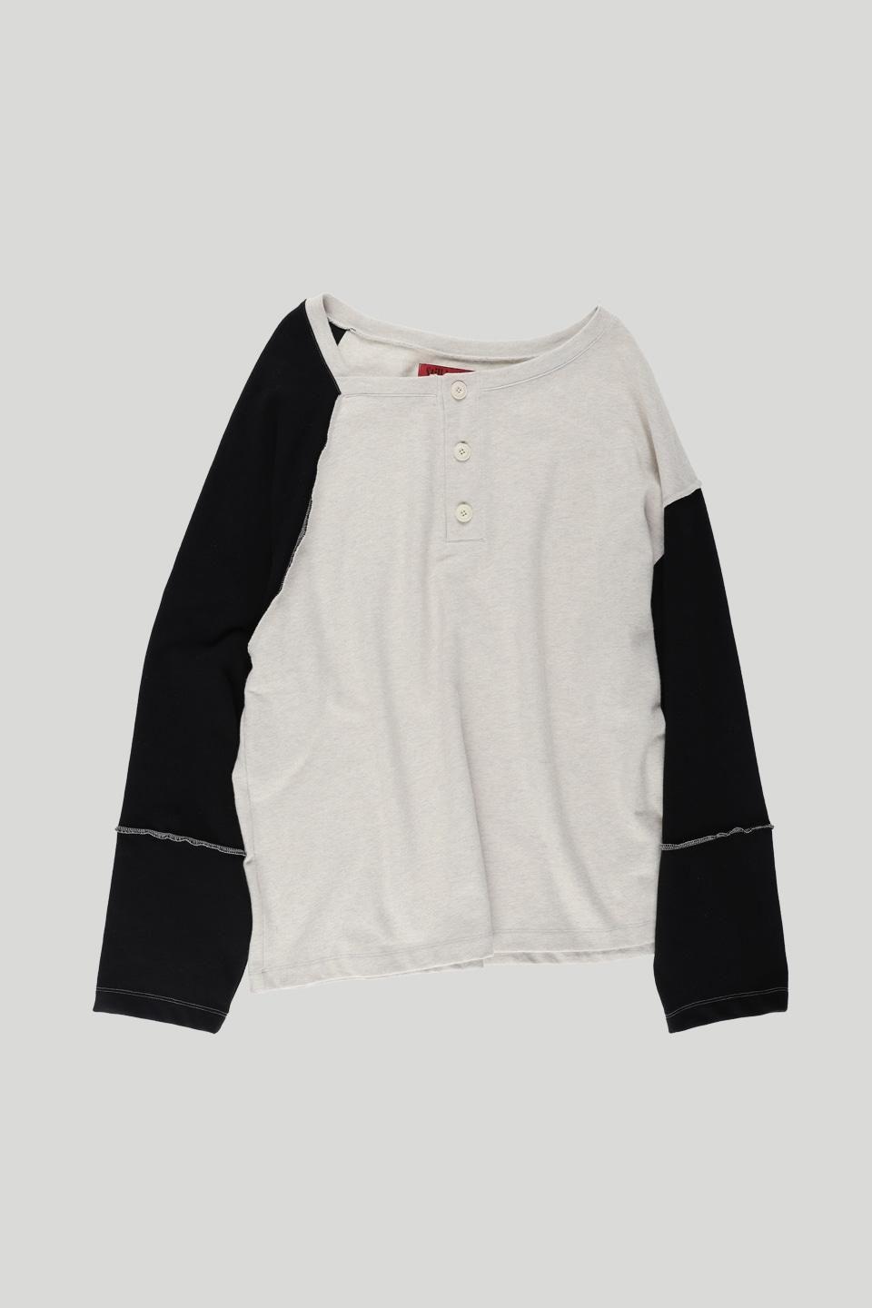 [STILL LETHARDY] SLIP NECK BUTTON TOP